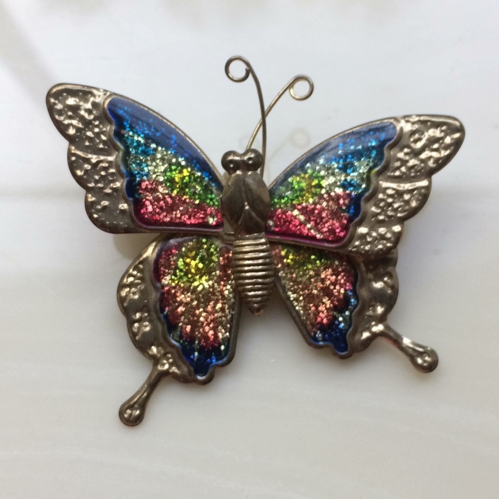 Vintage Enamel Butterfly Brooch